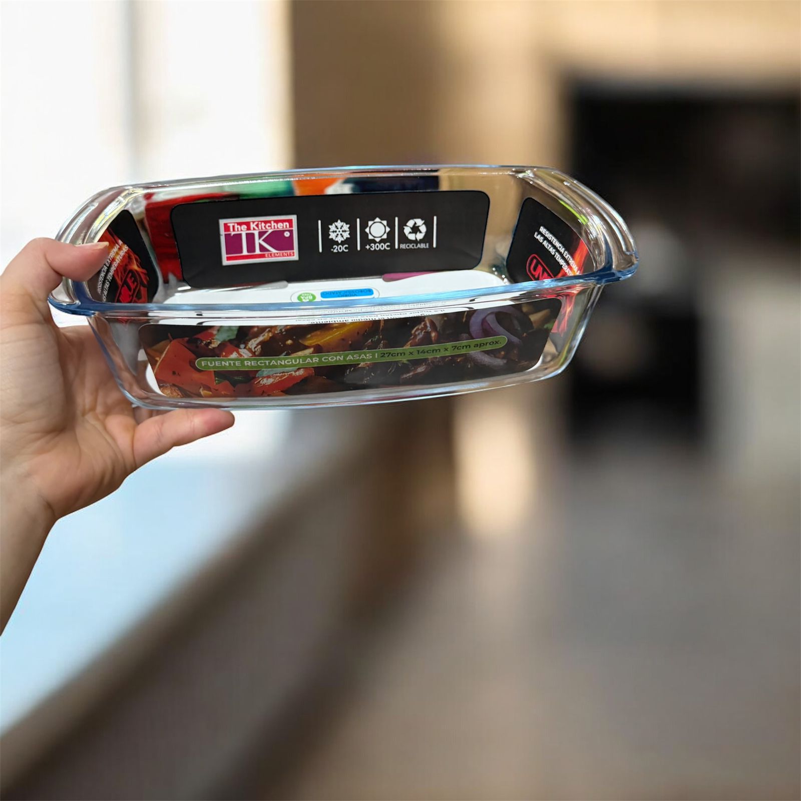 Fuente de vidrio rectangular