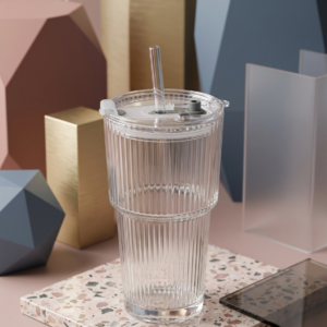 Vaso vidrio con bombilla