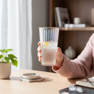 Vaso vidrio con rayas verticales